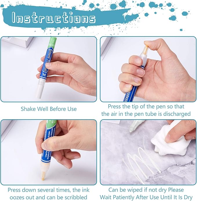 Zonon Grout Wall Pen Tile Paint Markers Grout Repair Sealer Pen for Bathrooms Kitchen Porch Patio Repair Refresh(4,White)