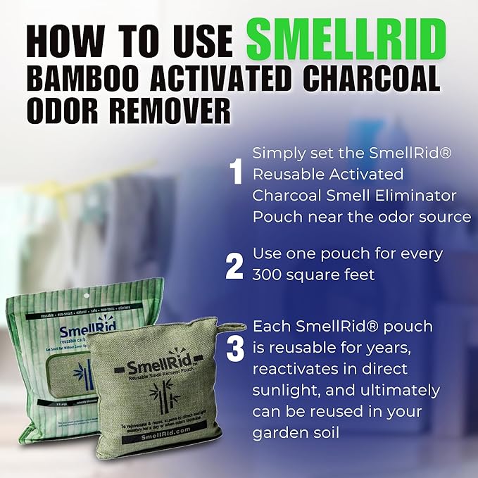 SMELLRID Activated Carbon Odor Eliminator Pouch – Neutralizes Odors in Closets