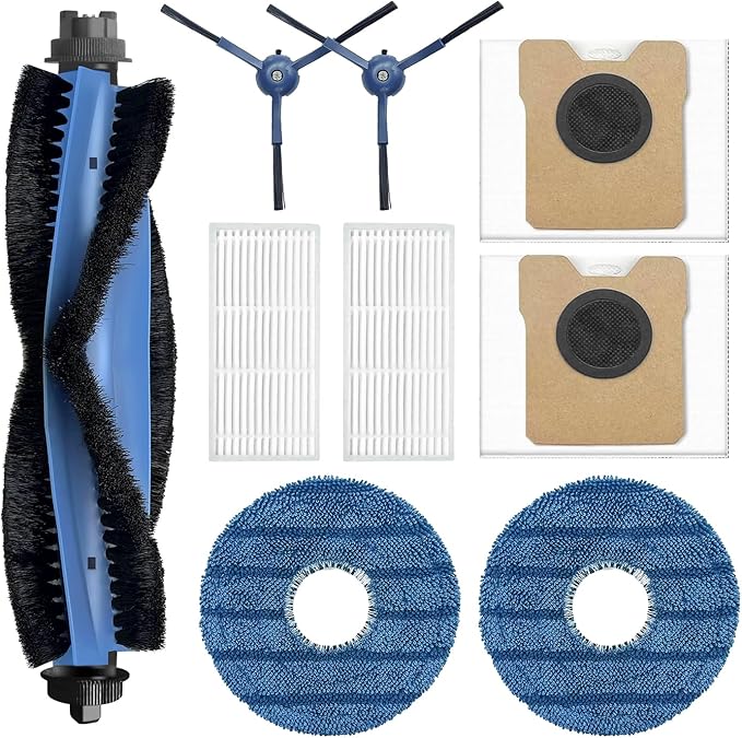 Omni C20 Replacement Parts for Eufy Omni C20 Robot Vacuum, Includes 1 Main Brush, 2 Side Brushes, 2 Filters, 2 Mop Pads, 2 Dust Bags (9 Pack)