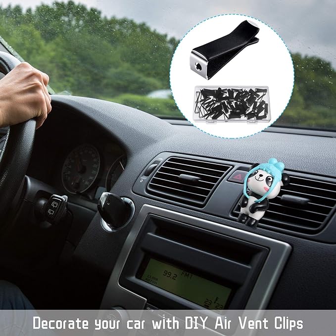 Frienda 100 Pcs Car Vent Clips for Freshies Bulk Square Head Air Conditioner Clips with 2 Storage Boxes, Durable Auto Air Outlet Perfume Holders for Car Decoration Accessories