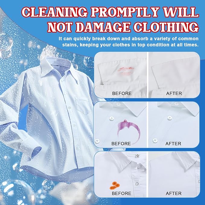 Stain Remover Wipes, Stain Wipes, Individually Packaged Compact and Easily Removes Stains and Food Residue from Clothes, Fabrics, and Carpets, 20 pieces