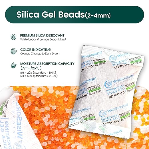 60Pcs 100g Rechargeable Desiccant Packs, Indicating Silica Gel Packets, Moisture Absorbers for Storage, Gun Safe Dehumidifiers