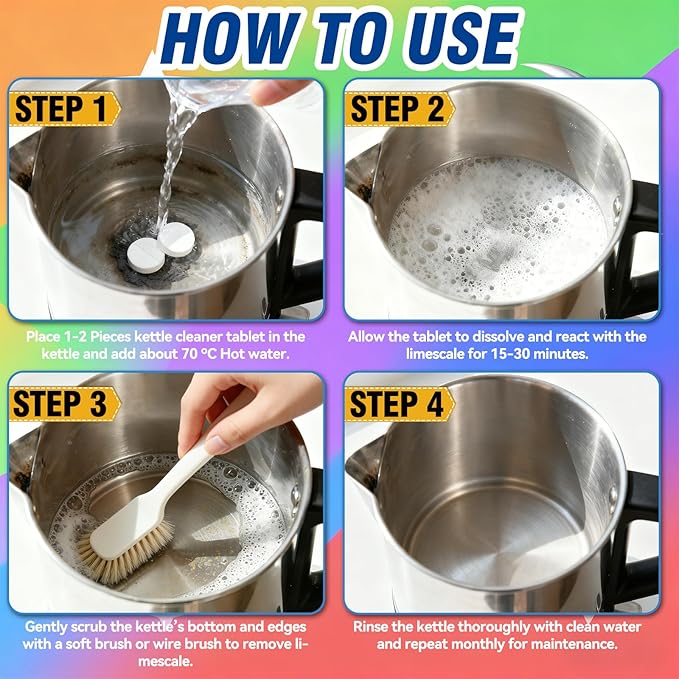 Kettle Descaler Tablet, Kettle Cleaner Remove Hardwater Limescale, Citric Acid for Cleaning, Limescale Remover For Kettles (20.02 Count (Pack of 1))