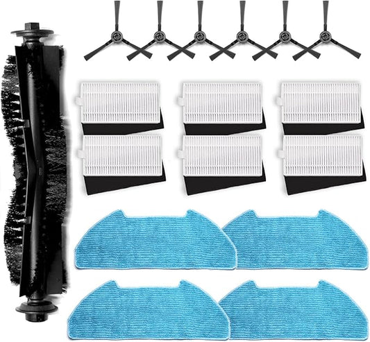 Replacement Parts Fit For Dustin Self-Emptying Robot Vacuum/Fit For Bobsweep Pet24-7-913, Fit For Ultravision Robot Vacuum/Fit For Bobsweep Pet24-7-213 (17PC-side brush& mop& main brush& filter)