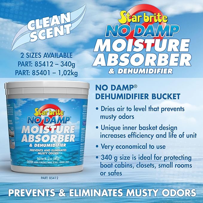 STAR BRITE No Damp Moisture Absorber & Dehumidifier - Simple, Portable, Humidity Control for Boats, RVs, Seasonal Homes & More - Prevent Musty Odor & Moisture Damage