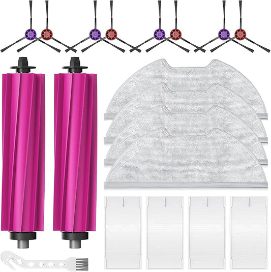 19 Packs Replacement Parts Only for Eureka E20 Plus Robot Vacuum Cleaner, 2 Main Roller Brushes, 4 HEPA Filters, 4 Mop Pads, 8 Side Brushes, 1 Cleaning Brush Accessories Kit