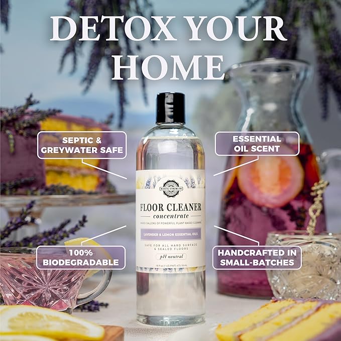 Rustic Strength Floor Cleaner Concentrate, Lavender and Lemon Scent, Plant-Based Multi-Purpose Cleaner, pH Neutral, 16 oz