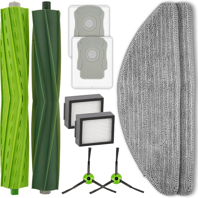 (10 Pack) Combo i5+ Accessories Replacement Parts for iRobot Roomba Combo i5, Combo i5+, Combo j5, Combo j5+, 2 Roller Brushes, 2 Side Brushes, 2 HEPA Filters, 2 Dust Bags, 2 Mop Pads