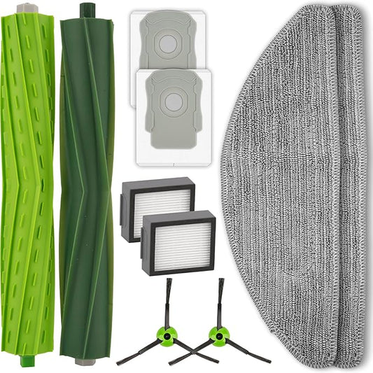 (10 Pack) Combo i5+ Accessories Replacement Parts for iRobot Roomba Combo i5, Combo i5+, Combo j5, Combo j5+, 2 Roller Brushes, 2 Side Brushes, 2 HEPA Filters, 2 Dust Bags, 2 Mop Pads