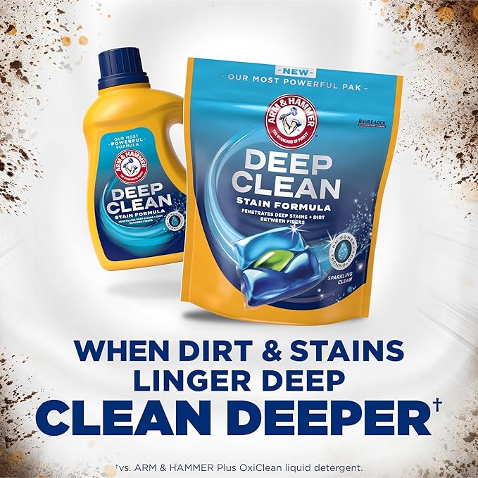 ARM & HAMMER Deep Clean Stain Formula, Laundry Detergent Power Paks, 21 ct.