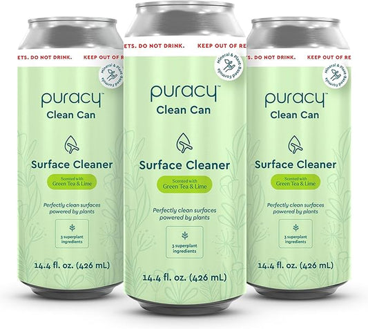 Puracy Multi-Surface Cleaner Clean Can- Plant-Powered All Purpose Cleaner - Surface Cleaner Solution As Seen on TikTok (Green Tea + Lime, 14.4 fl oz, 3 Pack)