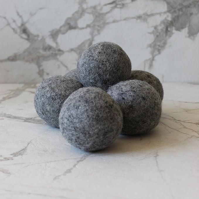 Murchison-Hume Wool Dryer Balls – 100% New Zealand Wool, Natural Fabric Softener, Reduces Drying Time, Eco-Friendly & Reusable – Set of 6