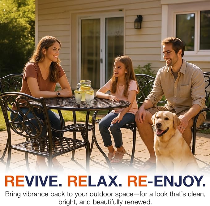 All-In-1 Aluminum Cleaner & Restoration Solution – Made in USA, Restores Faded Patio Furniture, Garage Doors, & Outdoor Fixtures, Aluminum Brightener & Restorer for All Painted Metal Surfaces, 16 OZ