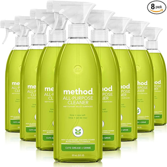 Method All Purpose Cleaner, Lime + Sea Salt, 28 Fl Oz (Pack of 8), Eco-Friendly Multi-Surface Cleaning Spray