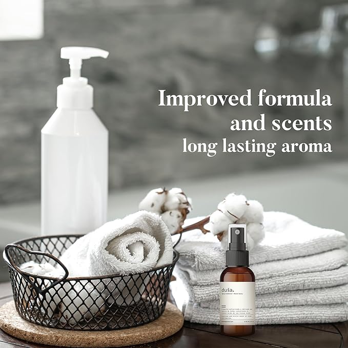 Dusa Baies Room Spray Linen Spray - 2 oz - Natural Air Freshener & Linen Mist for Home - Ultimate Home Fragrance, Bed Room Essentials & Soothing Fabric - Eco-Friendly Odor Eliminator w/Aromatherapy