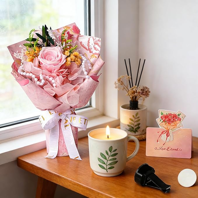 Small Bouquet Car Air Freshener Vent Clips Mini Fresh Flower Bouquet Air Conditioning Outlet Perfume Clip Decoration Essential Oil Diffuser Vent Clip Auto Interior Accessories for Car Decor