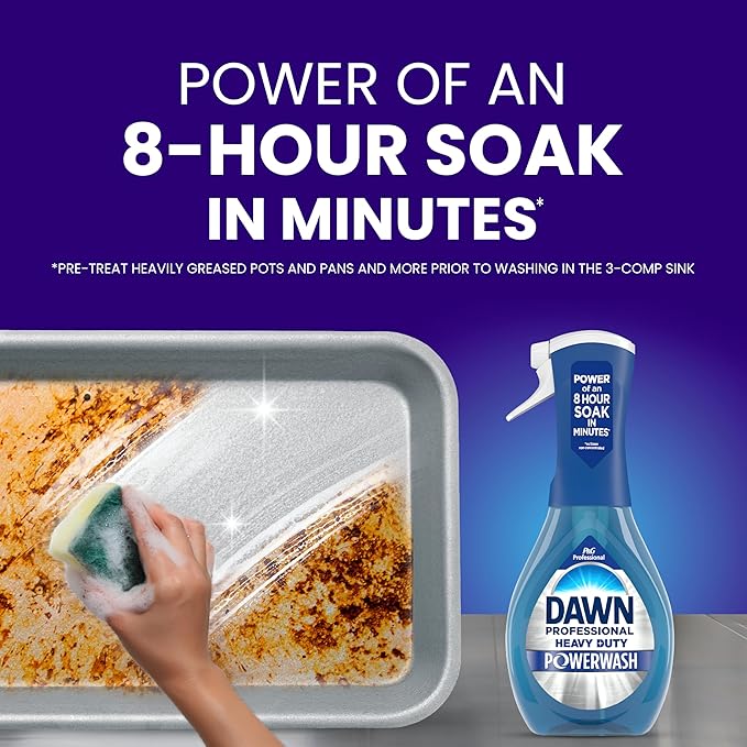 P&G Professional Dawn Powerwash Heavy Duty Dish Spray for Commercial Kitchens, Restaurants, and More, 16 oz (Pack of 6), with 1 Trigger