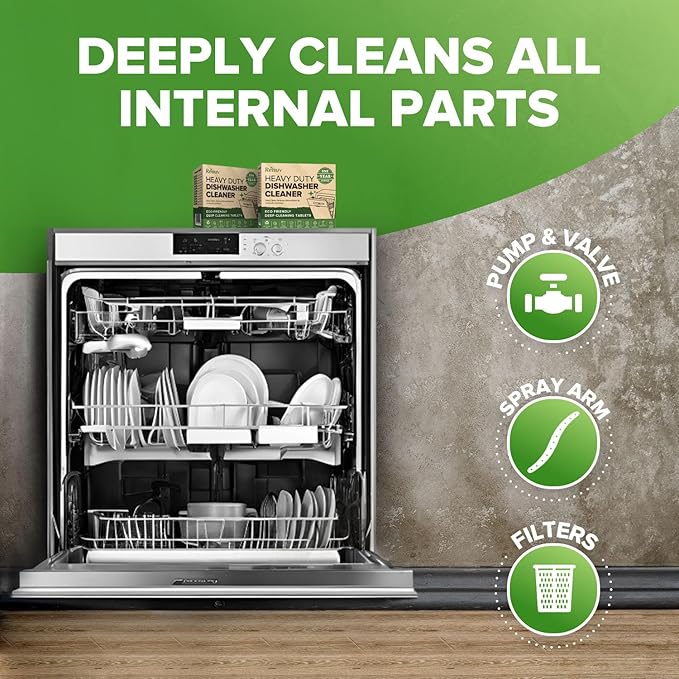 Renuv® Coffee Maker Cleaner + Dishwasher Cleaner Bundle - Heavy Duty Kitchen Appliance Deep Cleaning and Descaling, (12 Tablets of each)