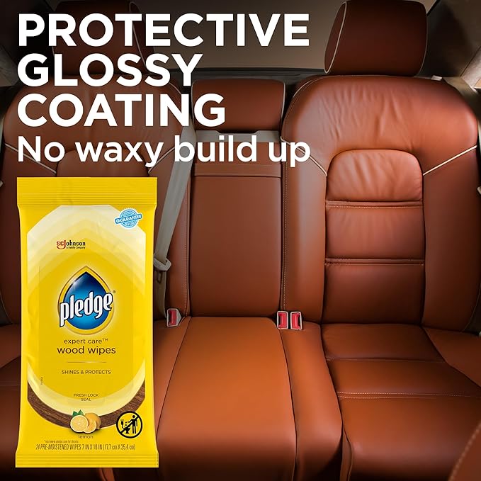 Pledge Expert Care Enhancing Wood Wipes, Lemon Scent, 24 Count