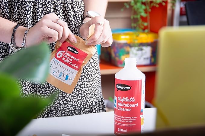SHOW-ME Pack of 6 Whiteboard Cleaner Sachets makes 500ml per sachet