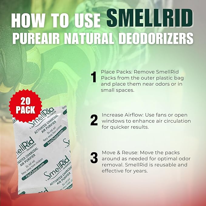 SMELLRID Activated Carbon Odor Eliminator Pouch – Neutralizes Odors in Closets
