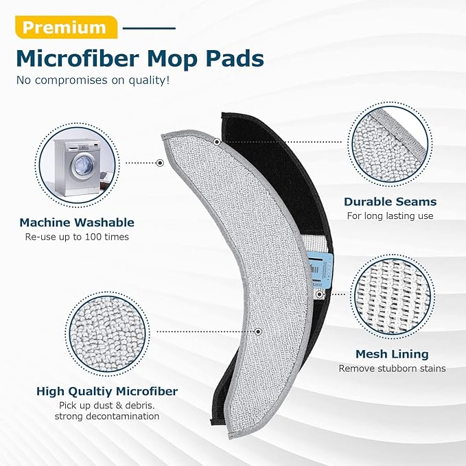 4 Pack Replacement Mop Pads for i-Robot Roomba Combo j7+/ j9+ Accessories, Microfiber Washable Mopping Pad for iRobot Roomba Combo j7+/ j9+ Robot Vacuum and Mop (Not fits for Roomba j7/ j7+/ j9+)