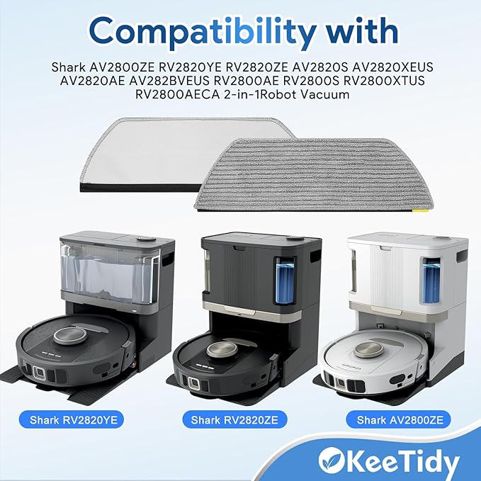 8 Pack Vacuum Robot Mop Pads Compatible with Shark RV2820YE RV2820ZE RV2820AE RV2800S AV2800ZE AV2810YS AV2820S AV2810ZE Vacuum Cleaner Microfiber Mop Pad Replacement Part Accessories