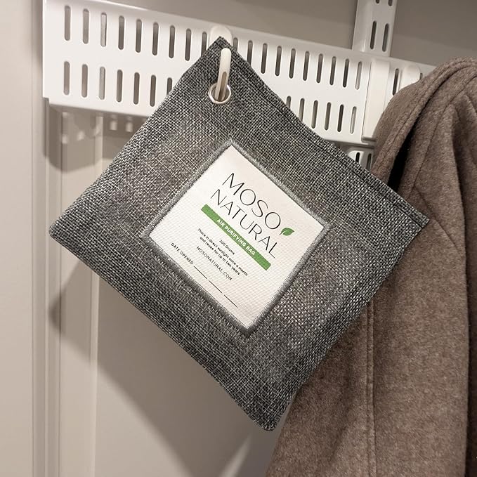 Moso Natural Air Purifying Bag 300g (10.58oz) Premium Bamboo Charcoal Odor Absorber for Home & Pet, Closet Odor Eliminator & Small Room Deodorizer, Charcoal Bags Last 2 Years, Unscented (5 Pack)
