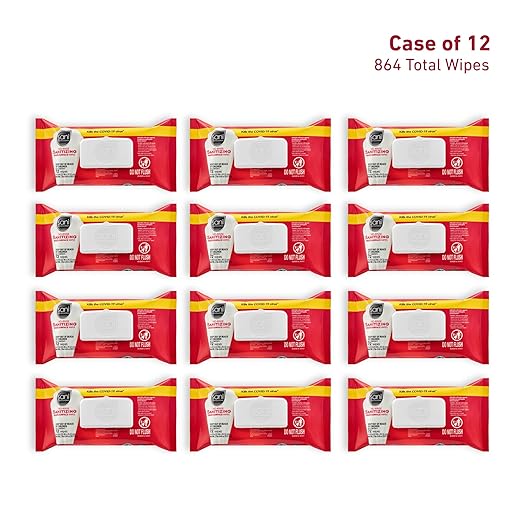 PDI Sani-Professional No-Rinse Sanitizing Multi-Surface Food Service Wipes Softpack, for Restaurants, Kitchen, and Home Use, Pack of 12, 72 Wipes Each, Large 9" x 8" Wipes