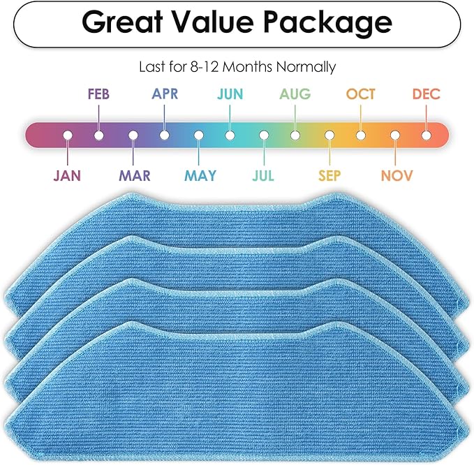 (4 Pack) M2 Pro Replacement Mop Pads Compatible with Lefant M2 Pro/ M2S Pro/ M1 Robot Vacuum Cleaner, Mop Cloths Accessories