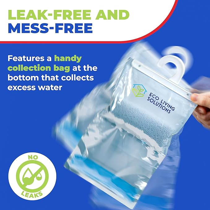 Moisture Absorber Packets, Fragrance Free, Humidity Absorber, Hanging Closet Dehumidifier Bags, Eliminates Odors for Fresher Air, Ideal for Closet