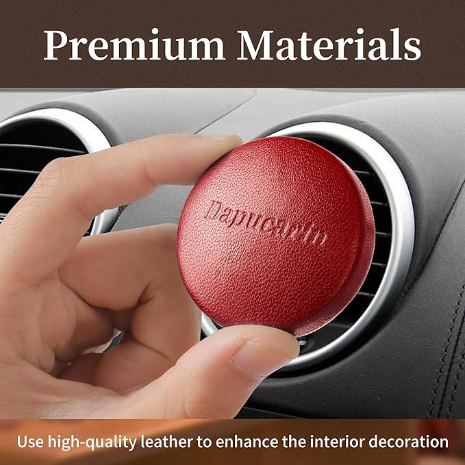 Car Air Freshener Vent Clip Fragrance Long Lasting Auto Odor Eliminator - Made with Natural Plant Extracts - Red Leather Diffuser with 2 Pieces Mistral Scent Refills