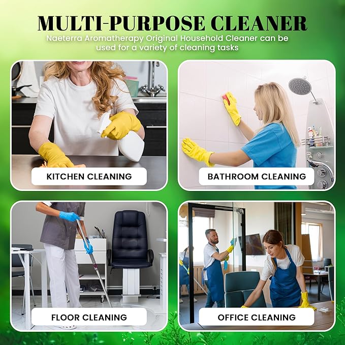 Naeterra Aromatherapy Cleaning Concentrate 32 oz - Natural All Purpose Multi Surface Cleaner - Plant Based Essential Oil Formula for Floors, Glass & Counters - Makes 64 Bottles - Pet Safe & Non Toxic
