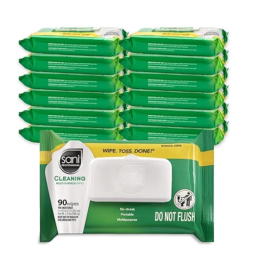 PDI Sani-Professional Cleaning Wipe, Multi-Surface, Fresh Scent, Non - Streak, For Kitchen, Restaurant Tables, Glass, Treated Wood, 90 Count, Pack of 12 (1080 Total Wipes)