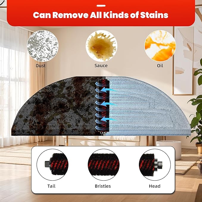 30 Pack Accessories Set for Roborock S8 Max/MaxV Ultra Robot Vacuum, 1 Pair Main Brushes, 2 Self-Cleaning Brush, 6 Side Brushes, 4 Filters, 4 Round Mop Pads, 4 Long Mop Pads, 6 Dust Bags, 2 Tools