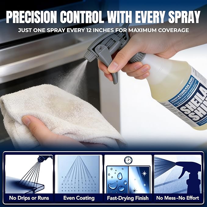 Sheila Shine Stainless Steel Cleaner & Polish – 1 Quart (32 fl oz) – Removes Fingerprints, Protects & Restores Shine on Stainless Steel, Chrome & Metal Surfaces