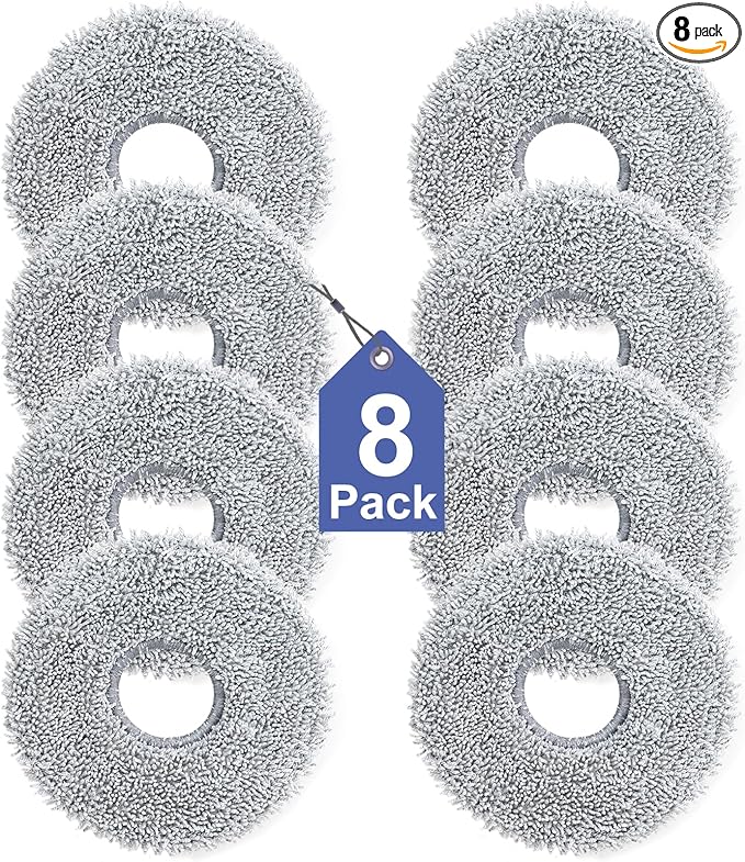 8 Pack Mop Pads for Dreame L40/X40/X50/L50/X30/L20/L40s Ultra/L10s Pro Ultra/L10s Ultra Gen2/X60 Max Ultra, for Mova V50/E40/P10/P50 Pro Ultra, Robot Vacuum Reusable Microfiber Mop Cloth Accessories
