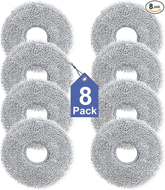 8 Pack Mop Pads for Dreame L40/X40/X50/L50/X30/L20/L40s Ultra/L10s Pro Ultra/L10s Ultra Gen2/X60 Max Ultra, for Mova V50/E40/P10/P50 Pro Ultra, Robot Vacuum Reusable Microfiber Mop Cloth Accessories