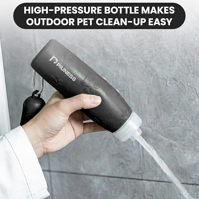 Ultimate 2-in-1 Dog Walk Essential – Portable Pee Cleaning Bottle + Detachable Poop Bag Dispenser (Black)