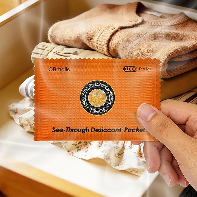 100g [5 Packs] See-Through Desiccant Packs for Storage,Rechargeable Silica Gel Packets, Moisture Absorbers for Storage Bins, 3D Filaments, Cars, Safe, Electronics, Toolboxes,and more.