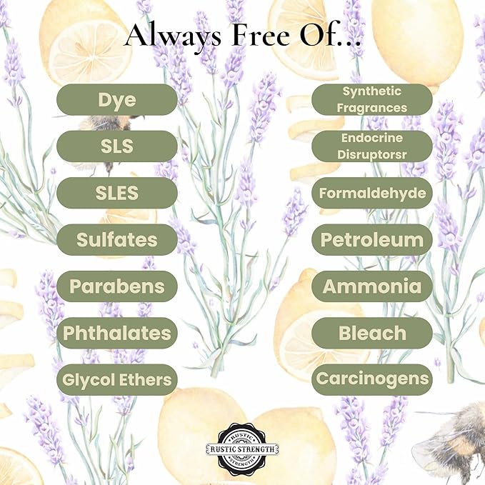 Rustic Strength Lots of Purpose Spray Cleaner with Lavender and Lemon Essential Oils, Non-Toxic Plant Based Multi-Surface, Gallon Plastic