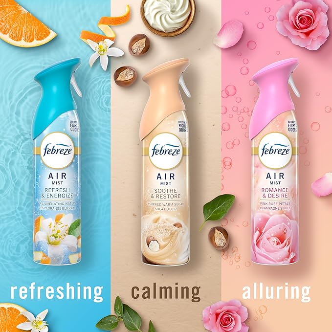 New & Improved Air Mist Mood Mix Air Freshener, Home and Kitchen Essentials, Odor Fighting Room Spray, 8.1 oz bottle, 3 Count
