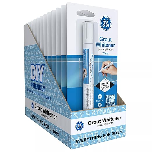 GE Grout Whitener, White, 1 Pen, 12 Pack