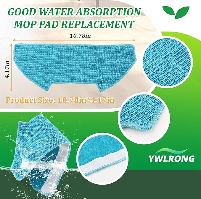 10PCS Mop Pads for BObsweep Dustin Self-Emptying PET24-7-213 Cleaning Pads for Ultravision Self-Emptying PET24-7-313/ RC400 Mop Pad Robot Vacuum Replacement Pars