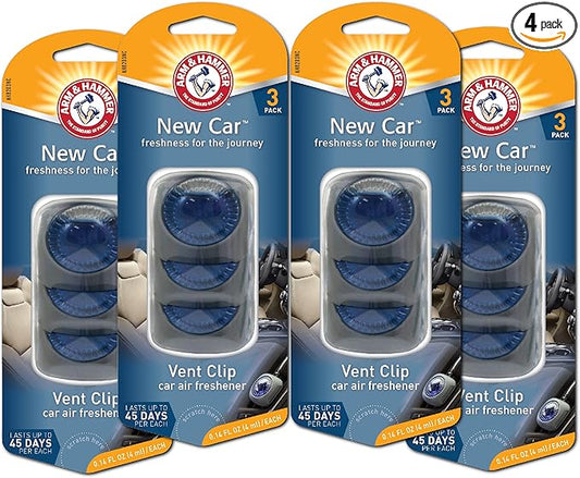 Arm & Hammer AH8203NC New Car Freshness Vent Clip for Car Air Freshener 4 Pack of 3 Piece in Each