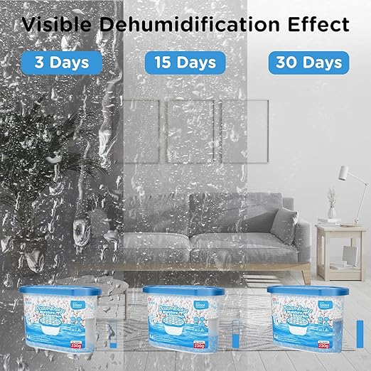 W&E Choice Moisture Absorbers with Ocean Breeze, Portable Dehumidifier for Closet & Bathrooms, Kitchen, Humidity Absorber Odor Eliminator Absorber 6 Pack