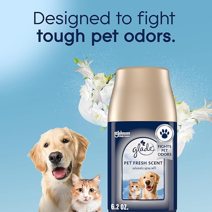 Glade Automatic Spray Refill, Pet Fresh Scent, Scented Air Freshener for Home and Bathroom, 6.2 Oz