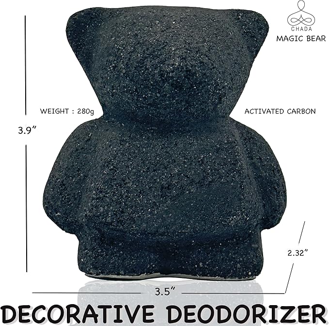 Chada Magic Bear: Activated Charcoal Decorative Deodorizer, No Chemicals, Natural Room Odor Eliminator, Neutralizer, Absorbs Smoke Smell, 280g