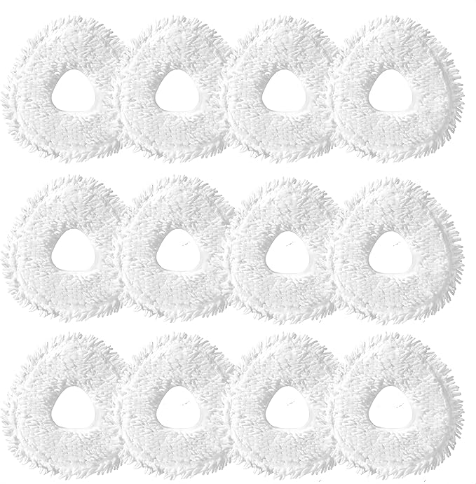 12 Pack Replacement Mop Pads Compatible with Narwal Freo X/Z Ultra Z10 Freo Pro J3 J4 YJCC012 YJCC015 Microfiber Resuable Mop Cloth Robot Vacuum Cleaner Accessories, White