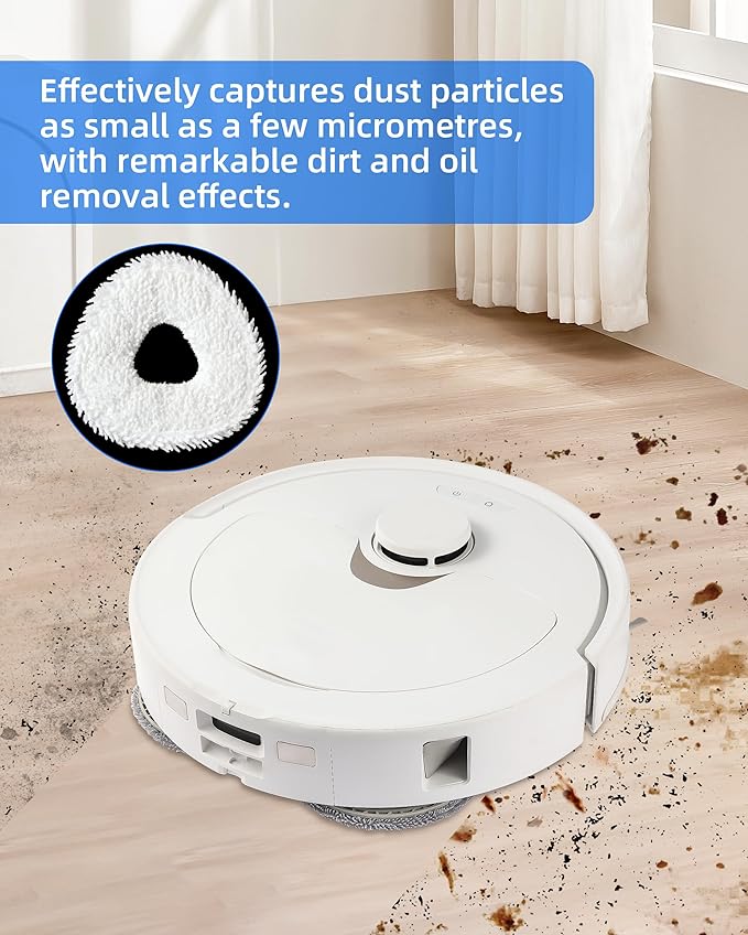 Robot Vacuum and Mop Pads 10 Pack for Narwal Freo X Ultra/Freo /Freo Z Ultra/Freo Z10/Freo Pro/Freo Z10 Ultra Robot Vacuum, High Absorbency Microfiber Replacement Pads, Washable Robot Mop Pads White